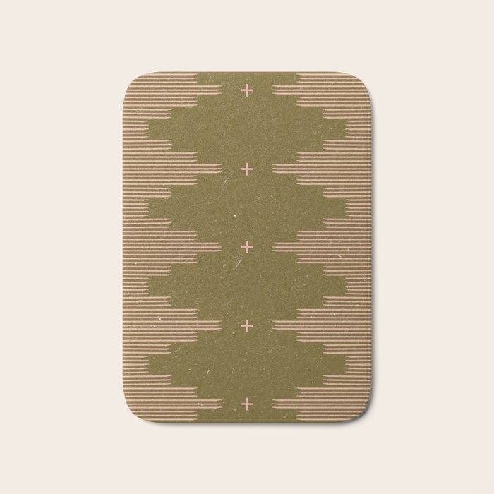 Southwestern Minimalist Retro Green & Pink Bath Mat