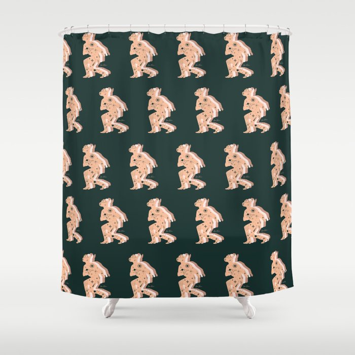 Space Cowboy - Emerald & Peach Shower Curtain