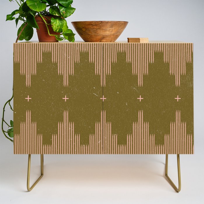 Southwestern Minimalist Retro Green & Pink Credenza