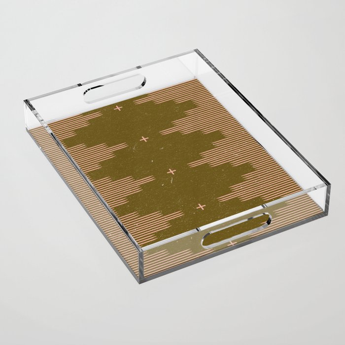 Southwestern Minimalist Retro Green & Pink Acrylic Tray