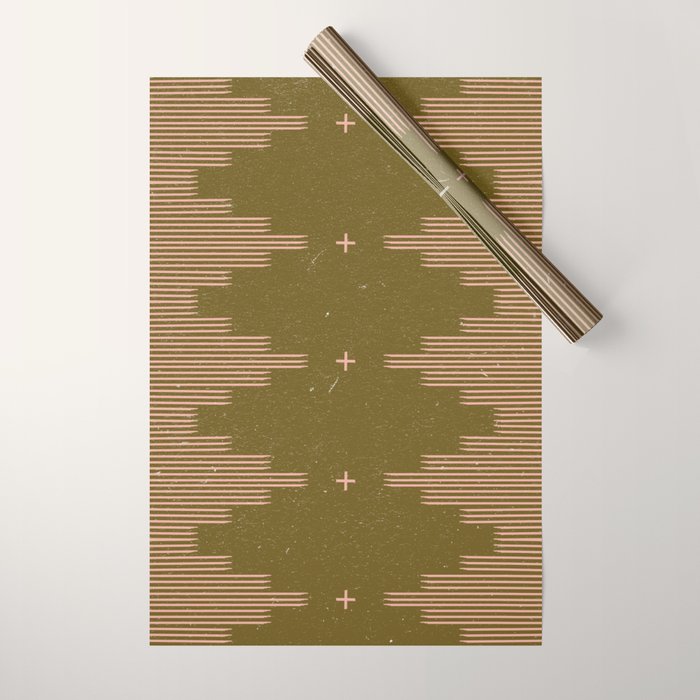 Southwestern Minimalist Retro Green & Pink Wrapping Paper