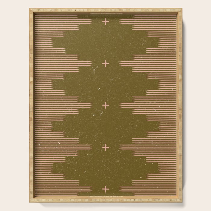 Southwestern Minimalist Retro Green & Pink Serving Tray
