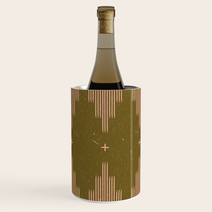 Southwestern Minimalist Retro Green & Pink Wine Chiller