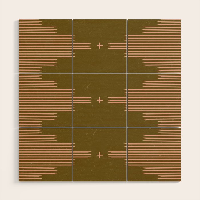 Southwestern Minimalist Retro Green & Pink Wood Wall Art