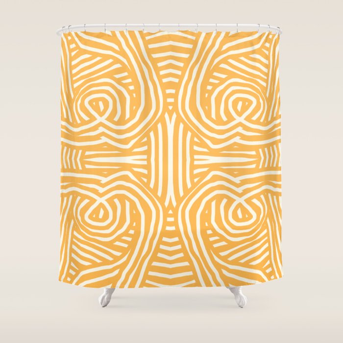 Yellow Mustard Boho Stripe Shower Curtain