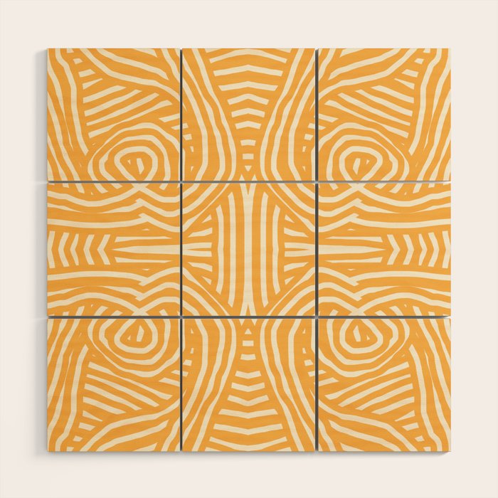 Yellow Mustard Boho Stripe Wood Wall Art