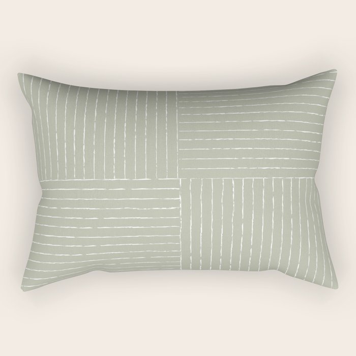 Lines Iii (Linen Sage) Rectangular Pillow