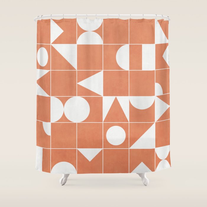 My Favorite Geometric Patterns No.14 - Coral Shower Curtain