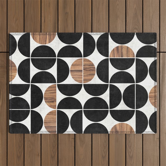 Mid-Century Modern Pattern No.1 - Concrete And Wood Outdoor Rug