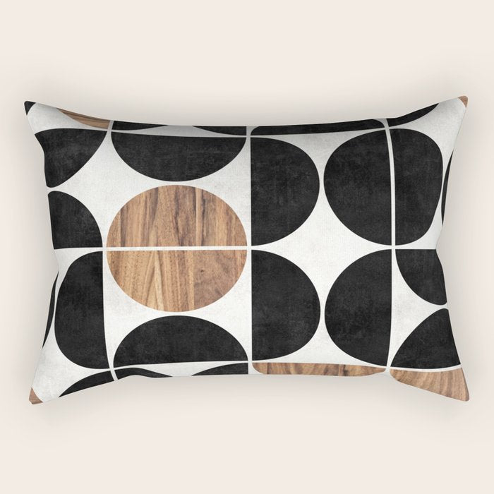 Mid-Century Modern Pattern No.1 - Concrete And Wood Rectangular Pillow