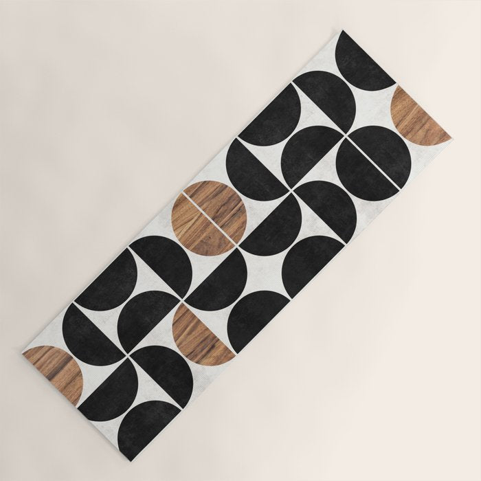 Mid-Century Modern Pattern No.1 - Concrete And Wood Yoga Mat
