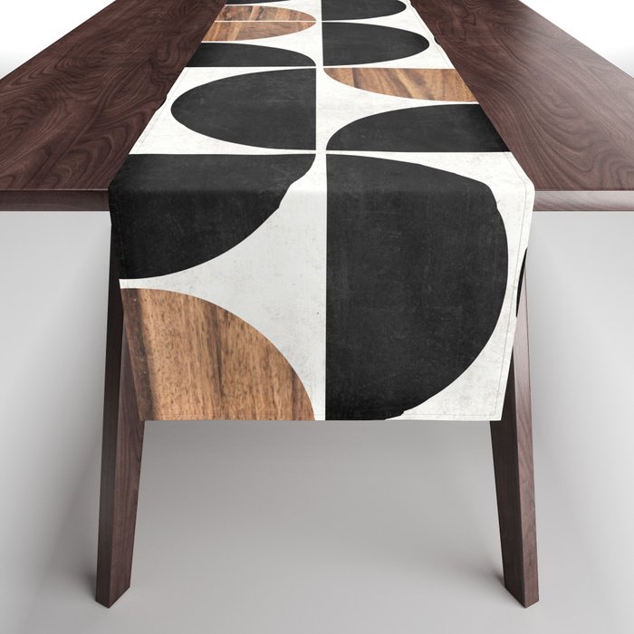 Mid-Century Modern Pattern No.1 - Concrete And Wood Table Runner