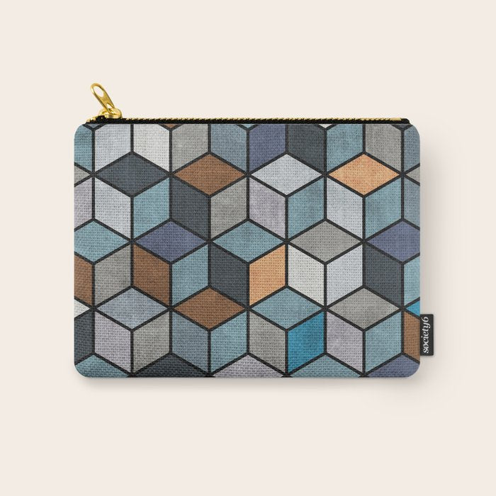 Colorful Concrete Cubes - Blue, Grey, Brown Carry All Pouch