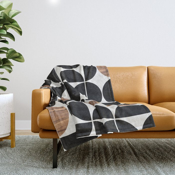Mid-Century Modern Pattern No.1 - Concrete And Wood Throw Blanket