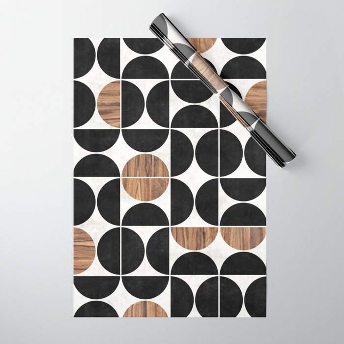 Mid-Century Modern Pattern No.1 - Concrete And Wood Wrapping Paper