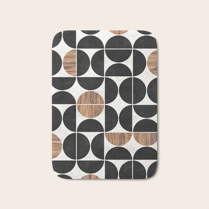 Mid-Century Modern Pattern No.1 - Concrete And Wood Bath Mat