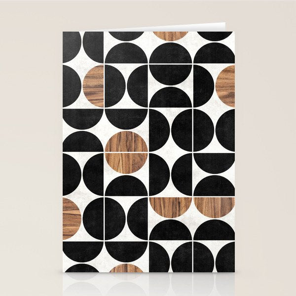 Mid-Century Modern Pattern No.1 - Concrete And Wood Stationery Card