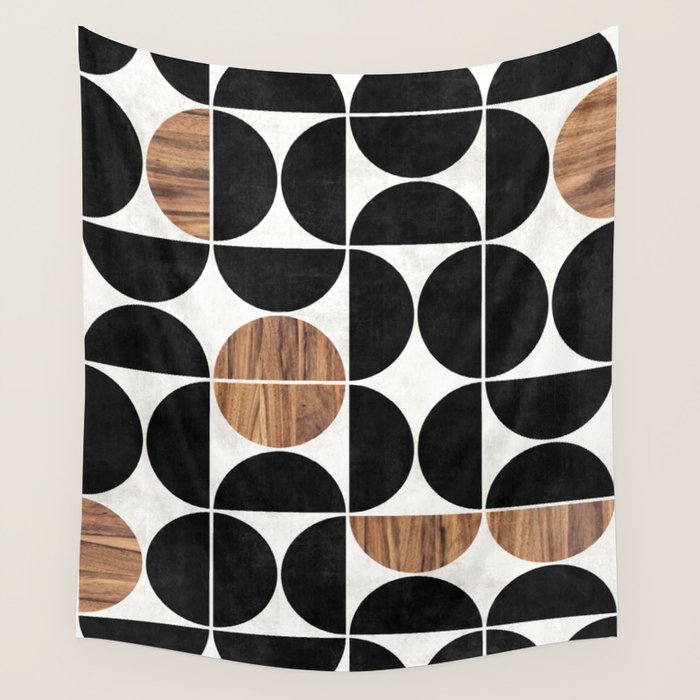Mid-Century Modern Pattern No.1 - Concrete And Wood Wall Tapestry
