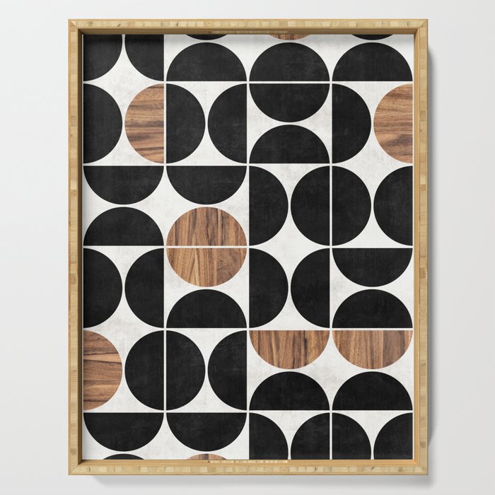 Mid-Century Modern Pattern No.1 - Concrete And Wood Serving Tray