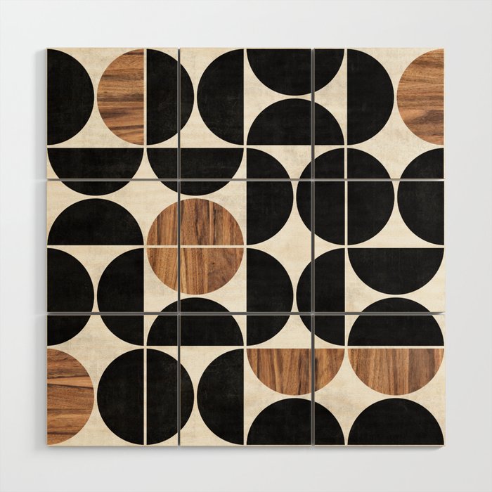 Mid-Century Modern Pattern No.1 - Concrete And Wood Wood Wall Art