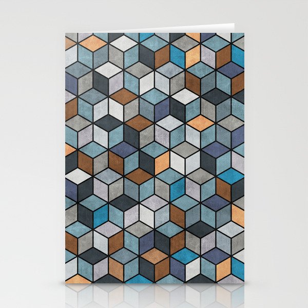 Colorful Concrete Cubes - Blue, Grey, Brown Stationery Card