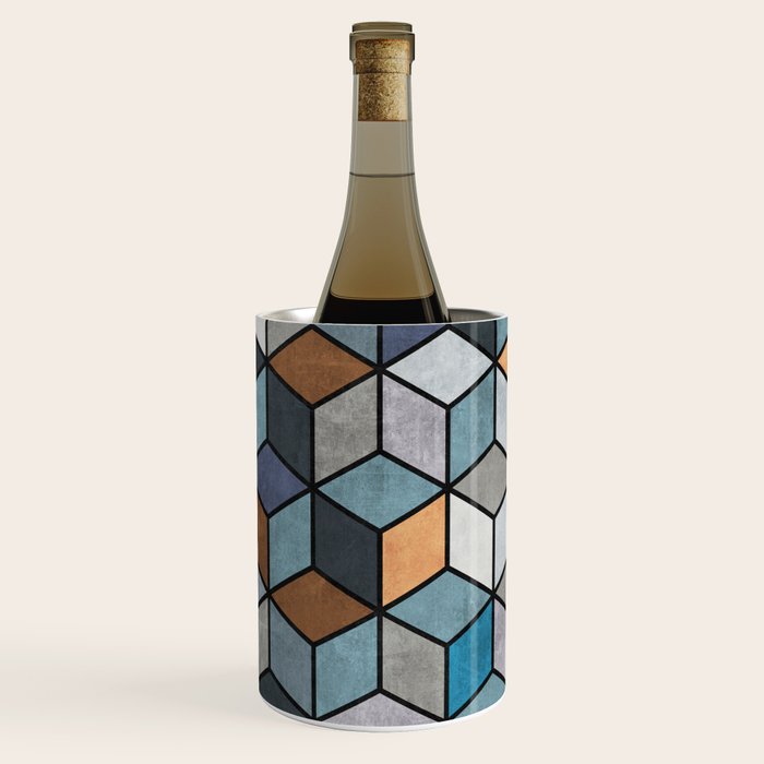 Colorful Concrete Cubes - Blue, Grey, Brown Wine Chiller