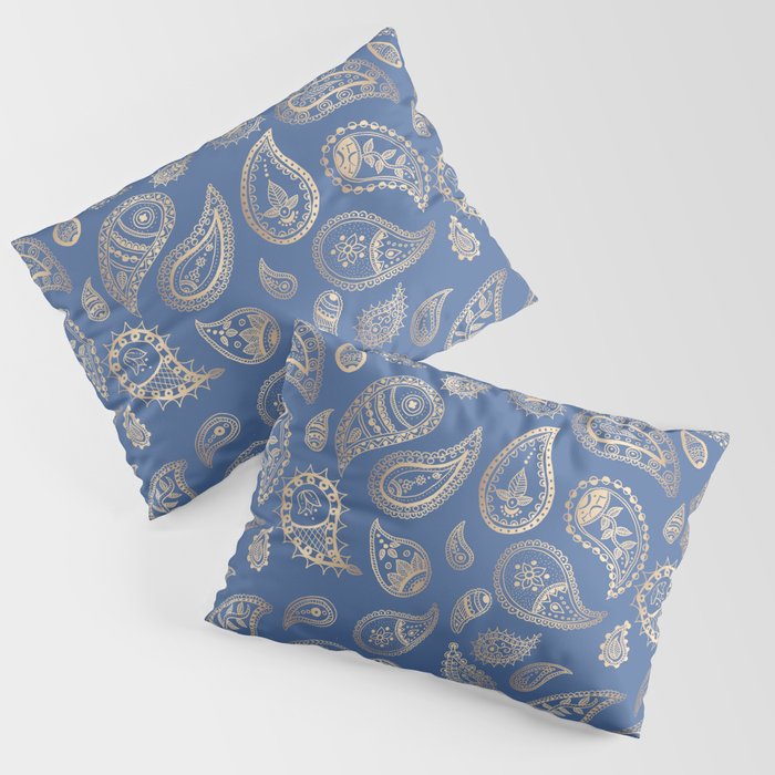 Classic Blue And Gold Paisley Pillow Sham