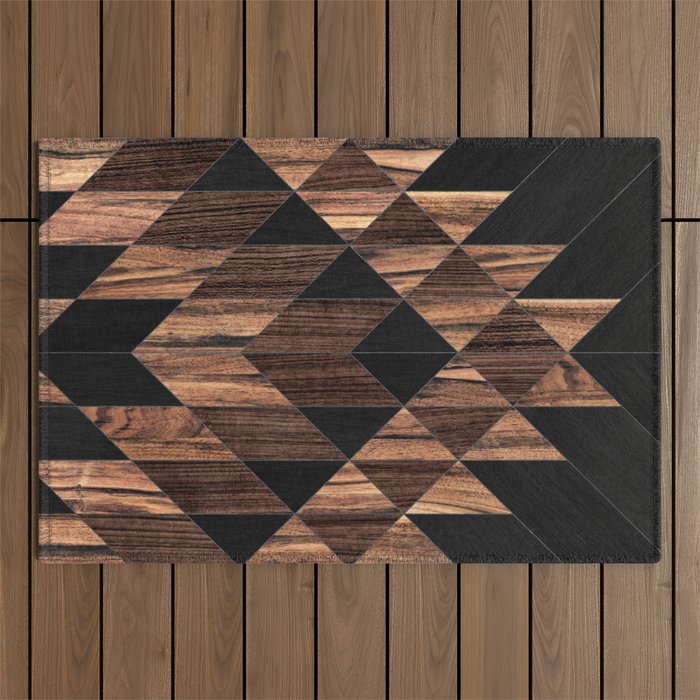 Urban Tribal Pattern No.11 - Aztec - Wood Outdoor Rug