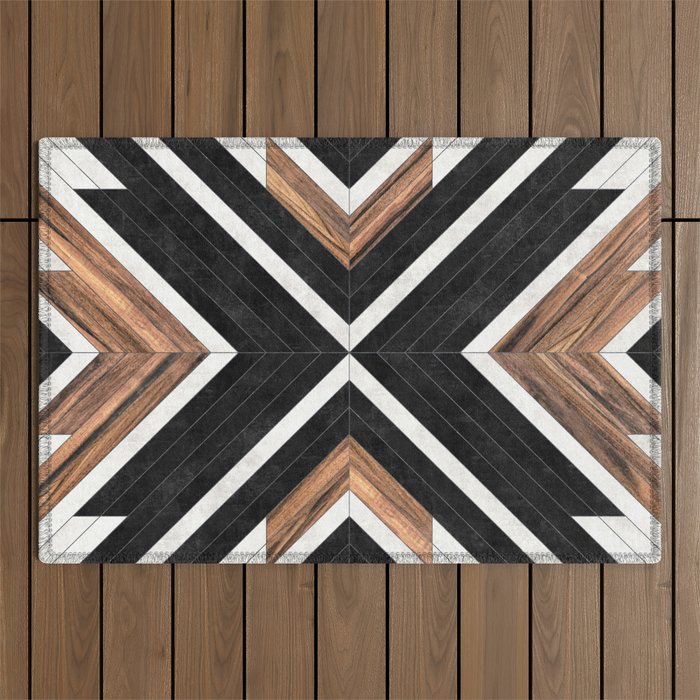 Urban Tribal Pattern No.1 - Concrete And Wood Outdoor Rug