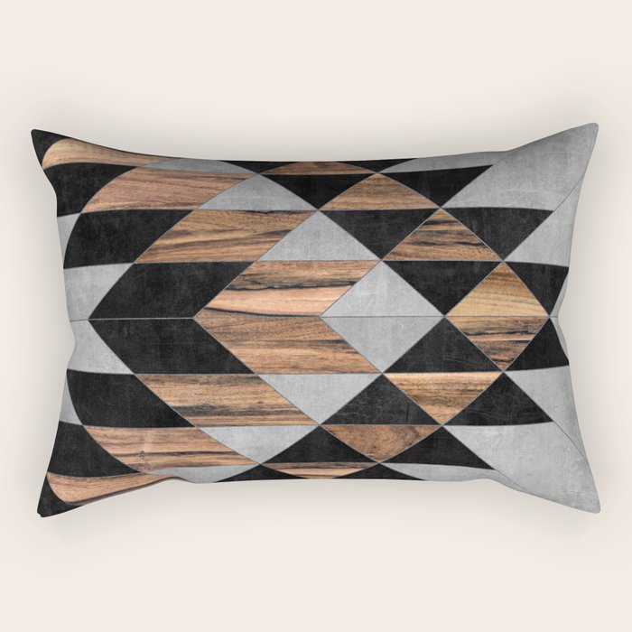 Urban Tribal Pattern No.10 - Aztec - Concrete And Wood Rectangular Pillow