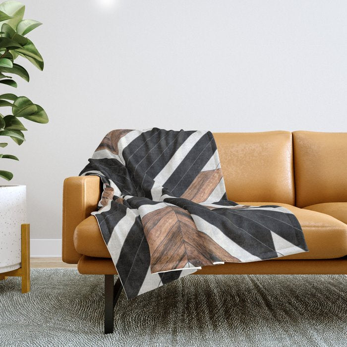 Urban Tribal Pattern No.1 - Concrete And Wood Throw Blanket