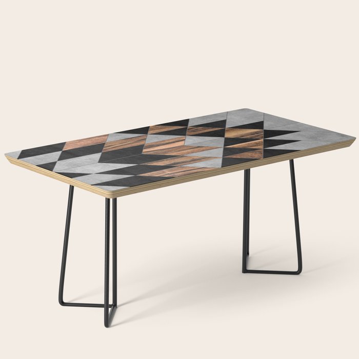 Urban Tribal Pattern No.10 - Aztec - Concrete And Wood Coffee Table