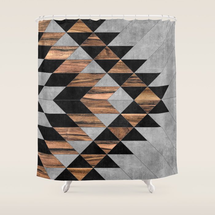 Urban Tribal Pattern No.10 - Aztec - Concrete And Wood Shower Curtain