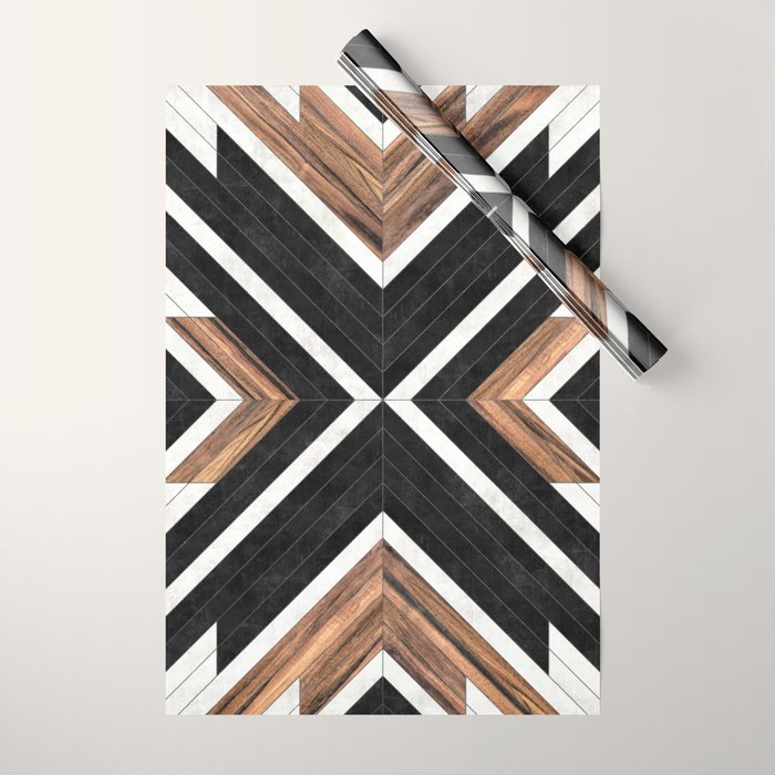 Urban Tribal Pattern No.1 - Concrete And Wood Wrapping Paper