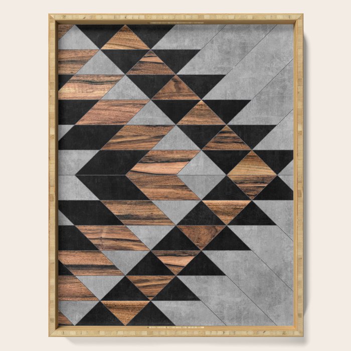 Urban Tribal Pattern No.10 - Aztec - Concrete And Wood Serving Tray