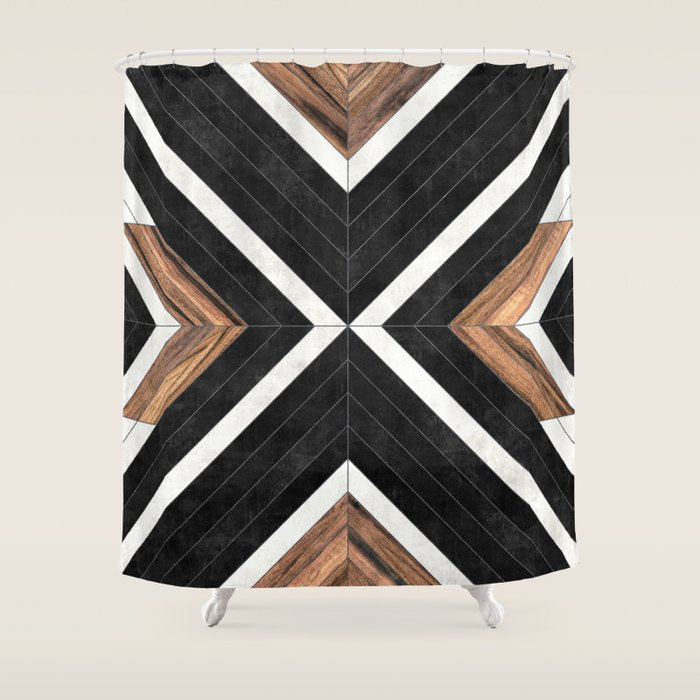Urban Tribal Pattern No.1 - Concrete And Wood Shower Curtain