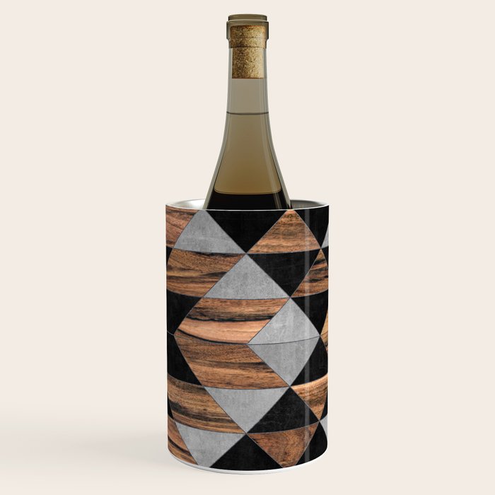 Urban Tribal Pattern No.10 - Aztec - Concrete And Wood Wine Chiller