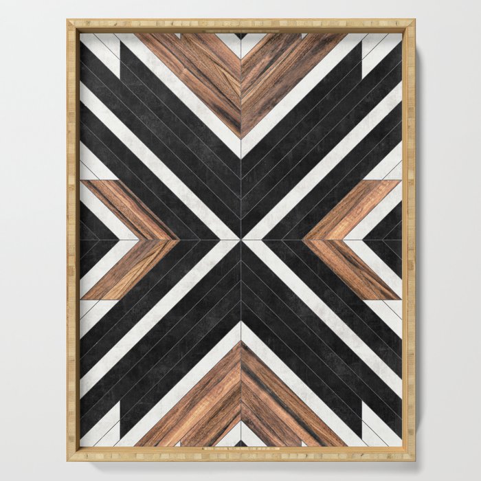 Urban Tribal Pattern No.1 - Concrete And Wood Serving Tray
