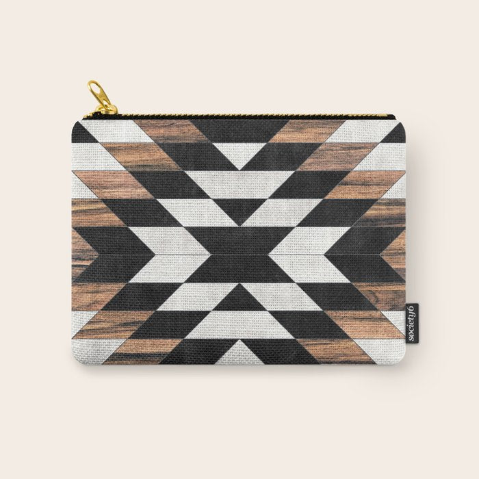 Urban Tribal Pattern No.13 - Aztec - Concrete And Wood Carry All Pouch