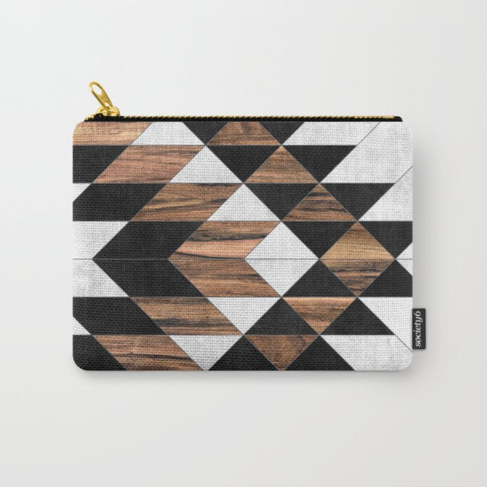 Urban Tribal Pattern No.9 - Aztec - Concrete And Wood Carry All Pouch