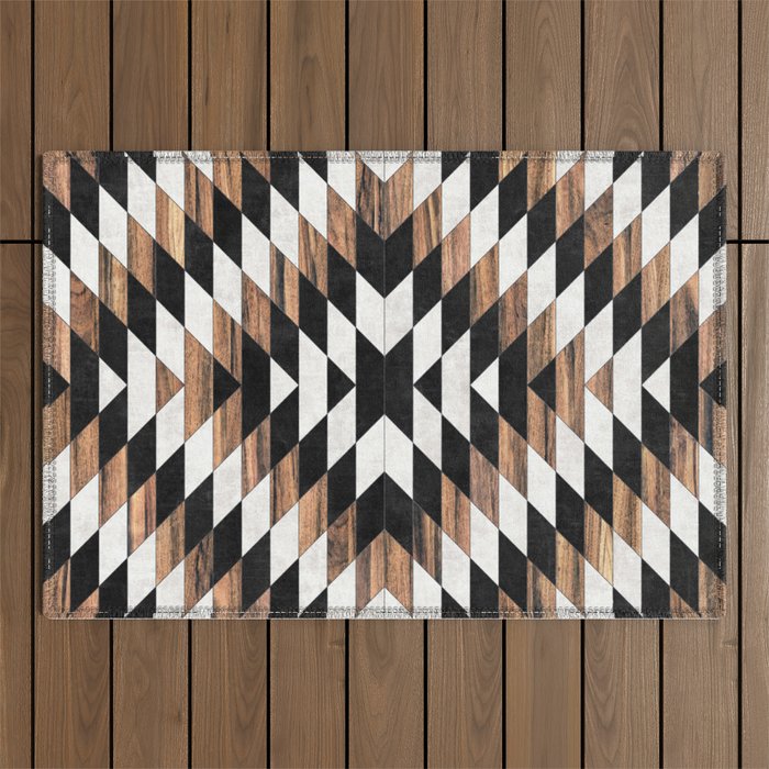 Urban Tribal Pattern No.13 - Aztec - Concrete And Wood Outdoor Rug