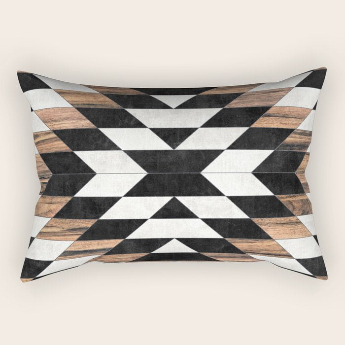 Urban Tribal Pattern No.13 - Aztec - Concrete And Wood Rectangular Pillow
