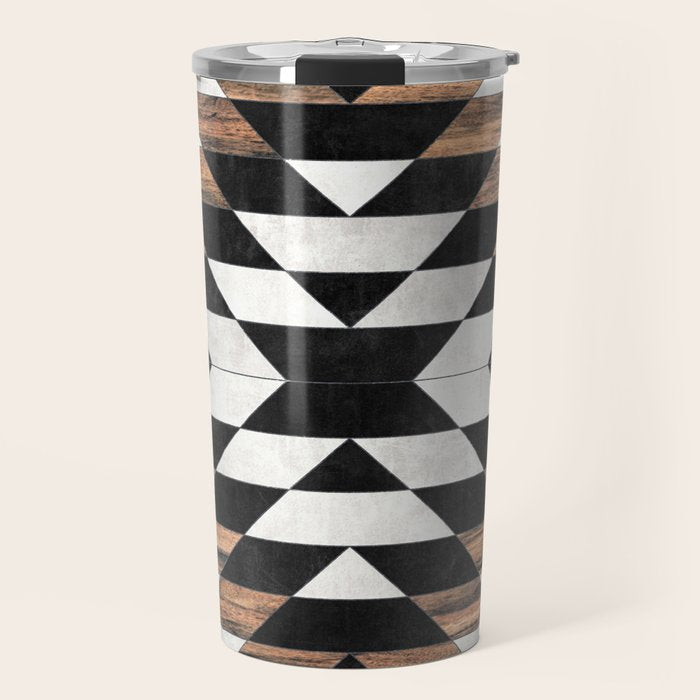 Urban Tribal Pattern No.13 - Aztec - Concrete And Wood Travel Mug