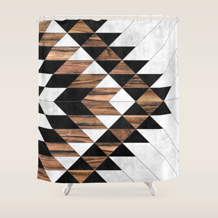 Urban Tribal Pattern No.9 - Aztec - Concrete And Wood Shower Curtain