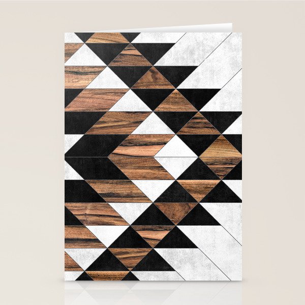 Urban Tribal Pattern No.9 - Aztec - Concrete And Wood Stationery Card