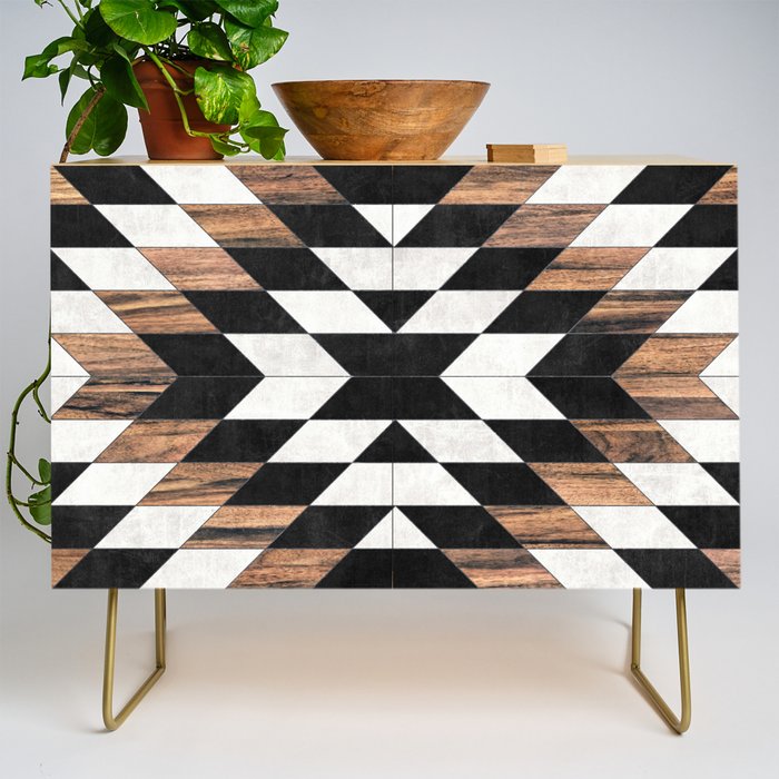 Urban Tribal Pattern No.13 - Aztec - Concrete And Wood Credenza