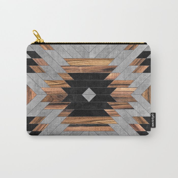 Urban Tribal Pattern No.6 - Aztec - Concrete And Wood Carry All Pouch