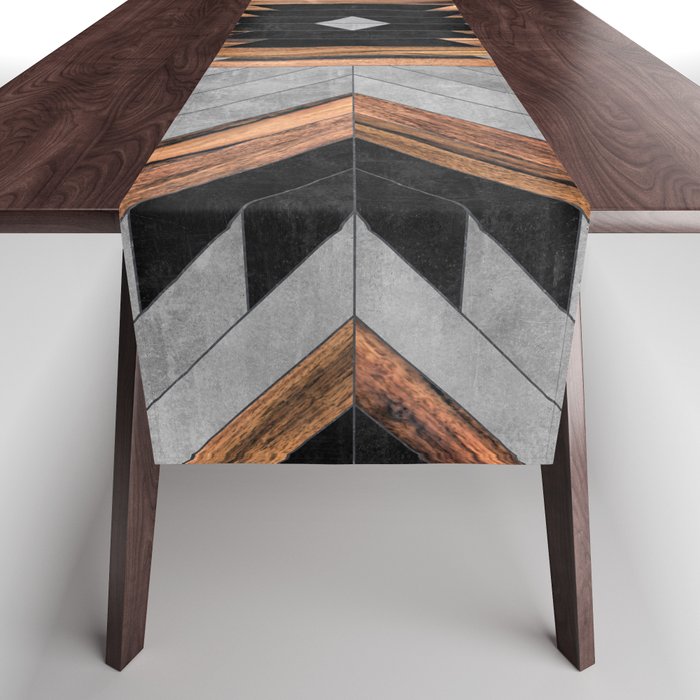 Urban Tribal Pattern No.6 - Aztec - Concrete And Wood Table Runner