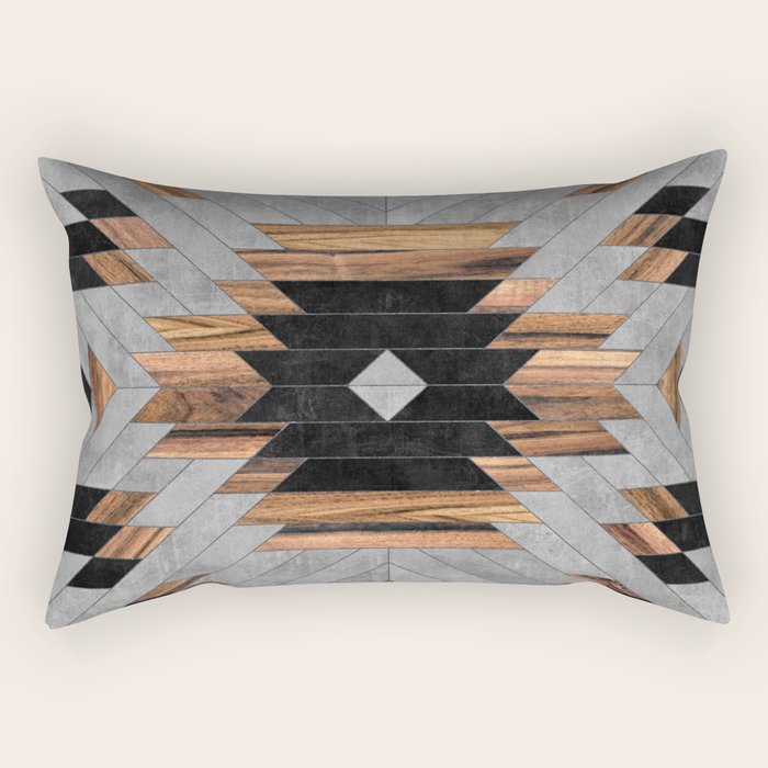 Urban Tribal Pattern No.6 - Aztec - Concrete And Wood Rectangular Pillow