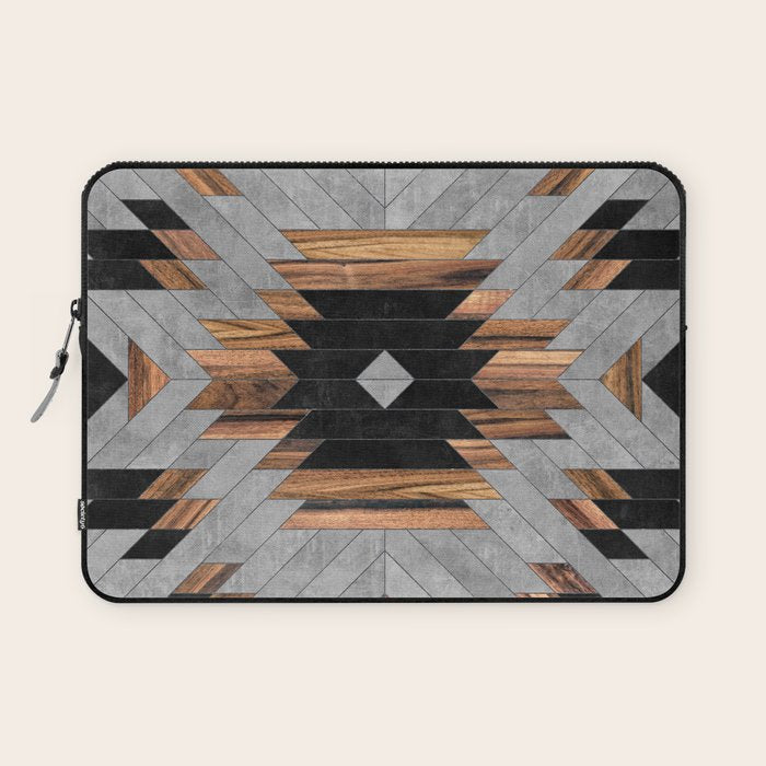 Urban Tribal Pattern No.6 - Aztec - Concrete And Wood Laptop Sleeve